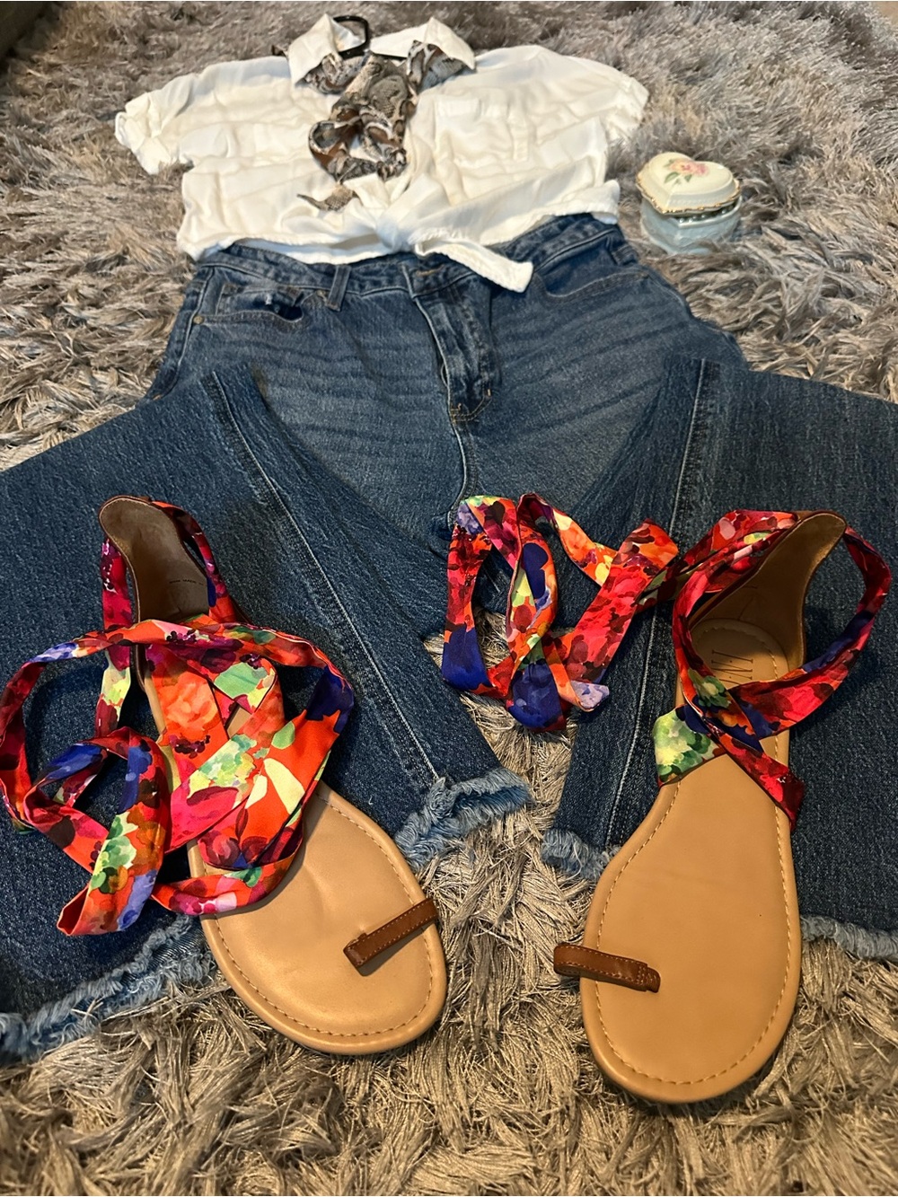 INC International Concepts Floral Wrap Sandals in Bright Multi